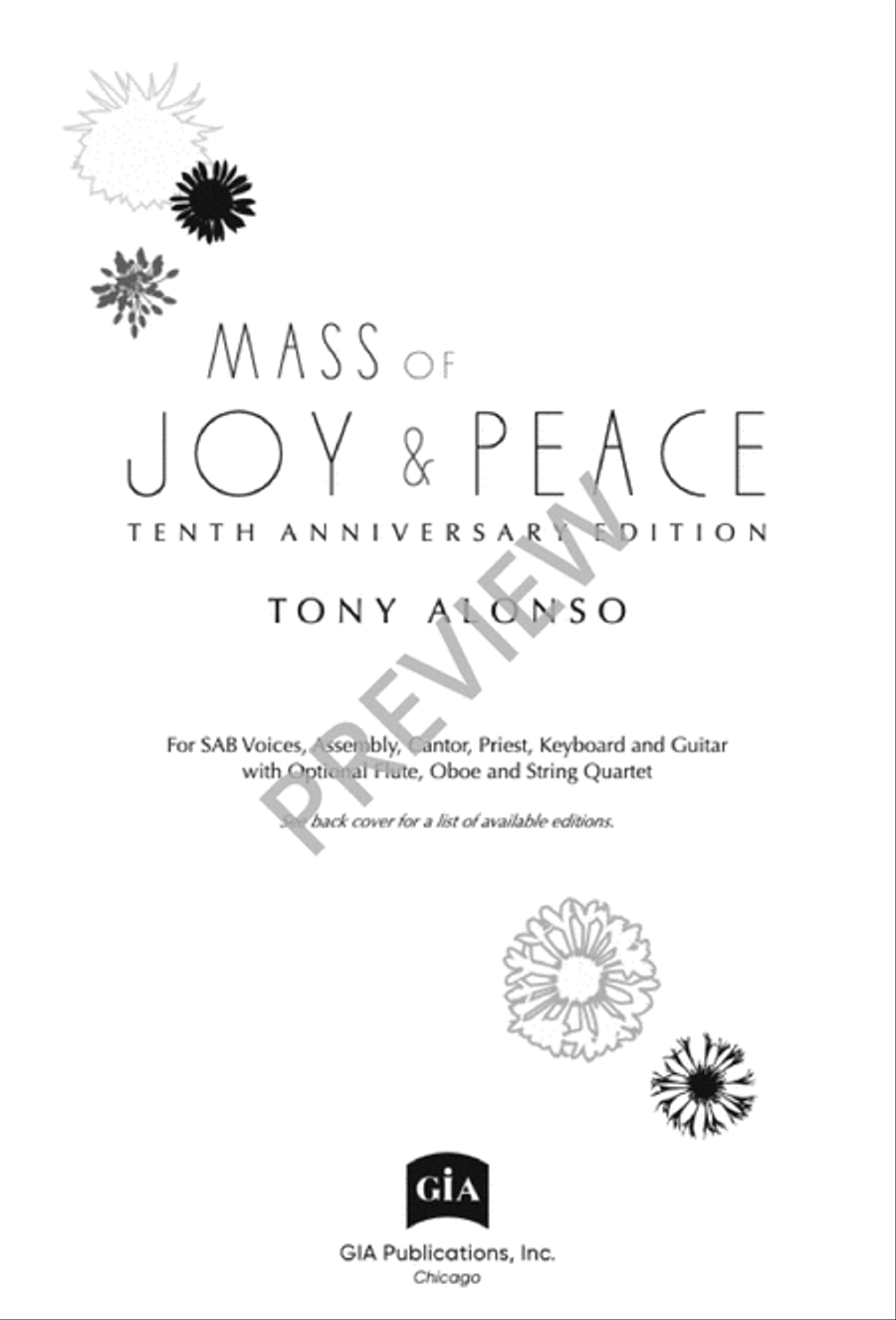 Mass of Joy and Peace, Tenth Anniversary edition - Choral / Accompaniment edition 3-Part scores gallery preview page 3