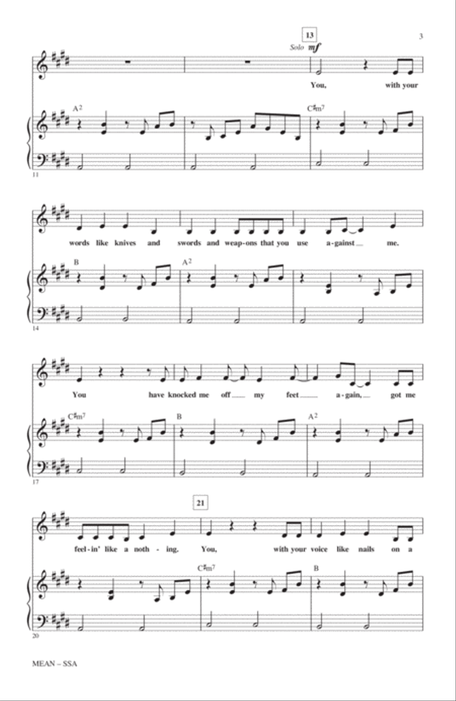 Mean (arr. Roger Emerson) SSA scores gallery preview page 2