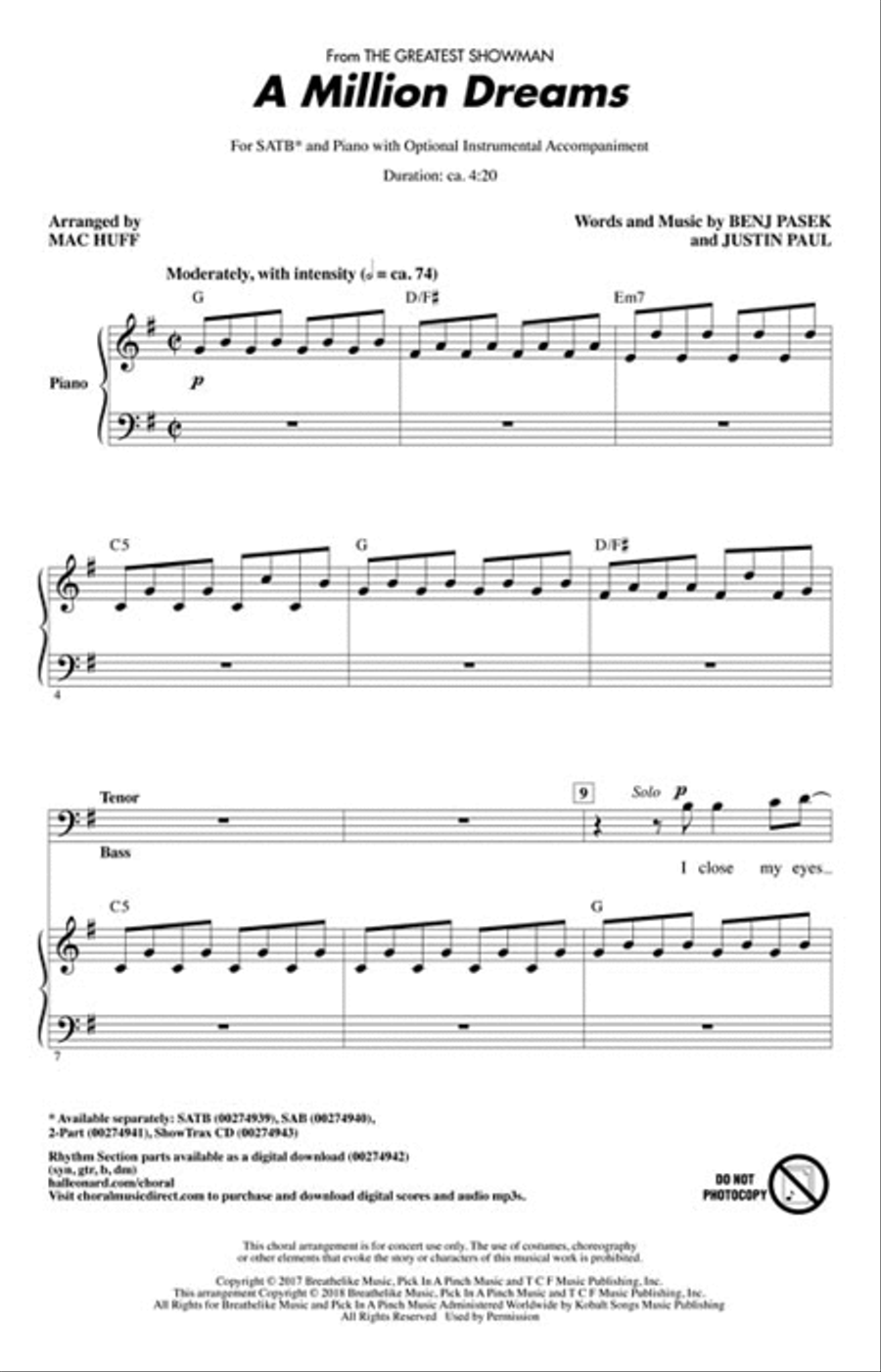 A Million Dreams 4-Part scores gallery preview page 2