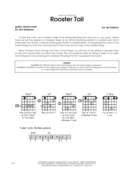Rooster Tail - Guitar Chord Chart