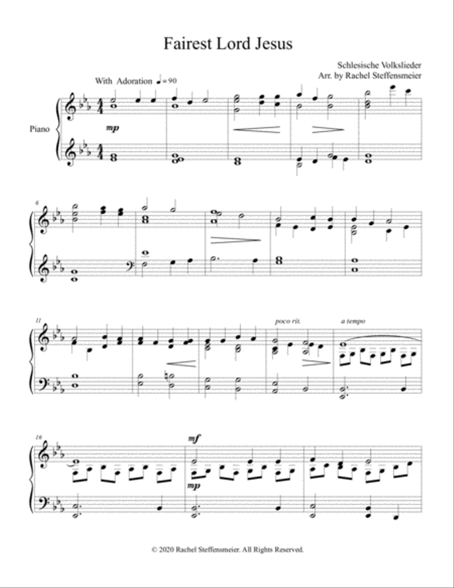 Fairest Lord Jesus Piano Solo scores gallery preview page 1