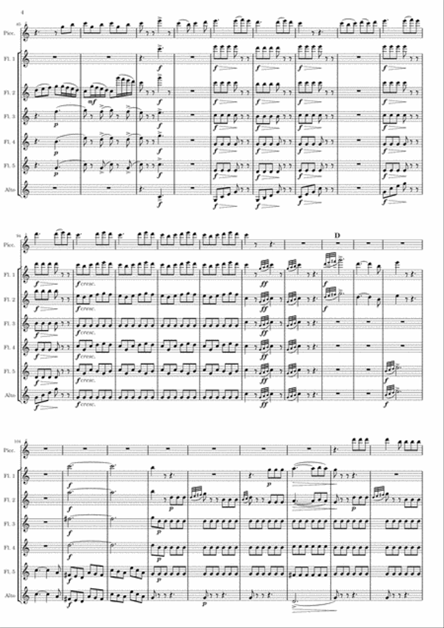 Rossini - Barber of Seville - Il barbiere di Siviglia - Largo al Factotum, air of Figaro, for Flute Woodwind Ensemble scores gallery preview page 4
