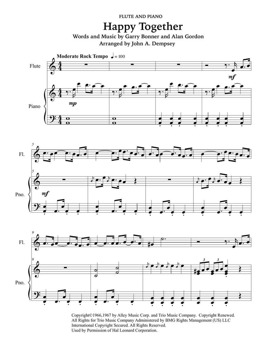Happy Together Flute Solo scores gallery preview page 5