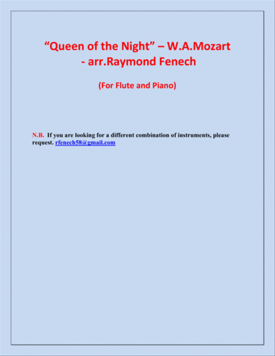 Queen of the Night - From the Magic Flute - Flute and Piano Chamber Orchestra scores gallery preview page 3