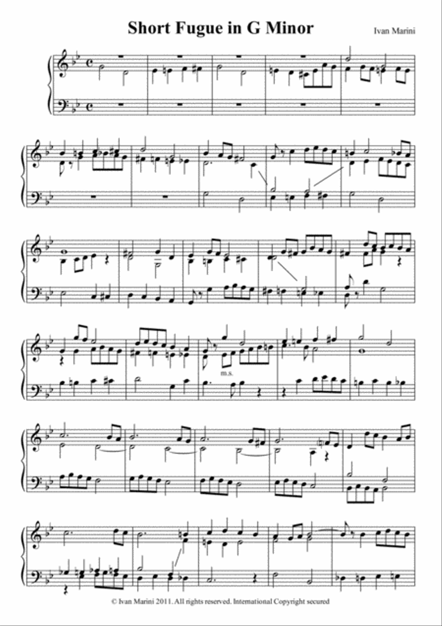 Short Fugue in G Minor - for solo Organ Organ Solo scores gallery preview page 1
