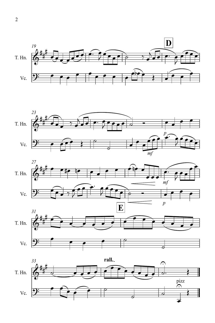 Danny Boy for Tenor Horn and Cello Duet Horn scores gallery preview page 2
