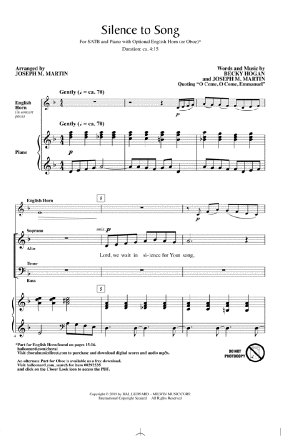 Silence To Song Choir scores gallery preview page 1
