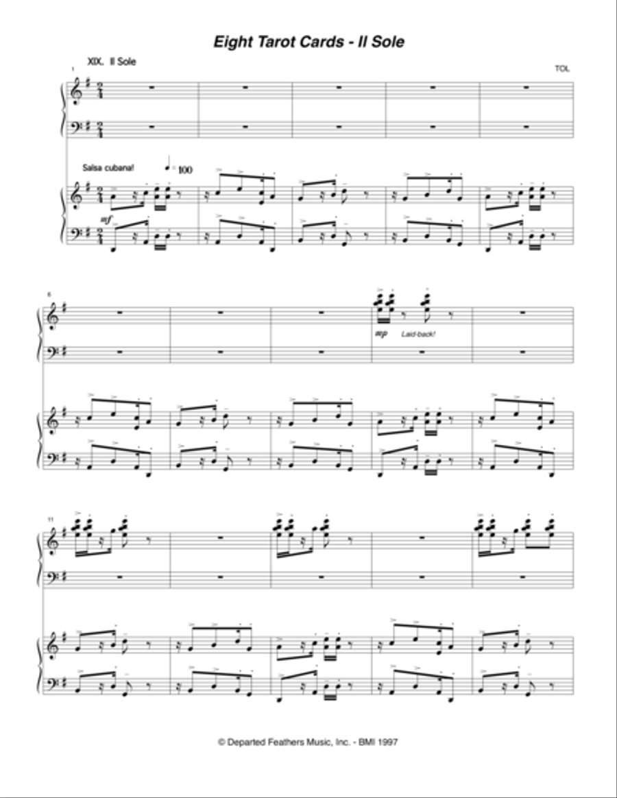 Eight Tarot Cards for Madam Rubio ... Il Sole (1997) for two marimbas Small Ensemble scores gallery preview page 1
