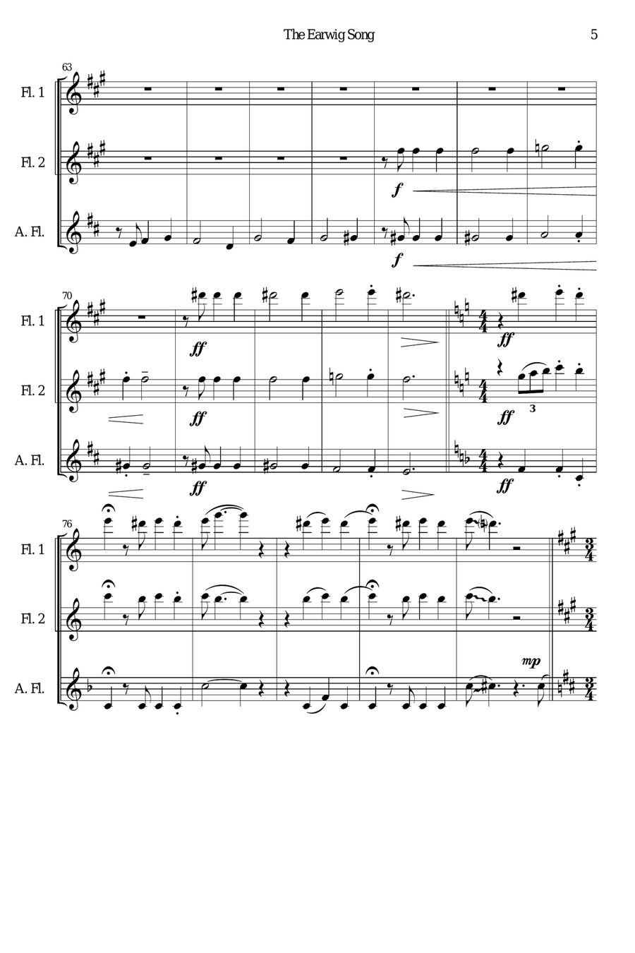 The Earwig song flute trio (SSA) SSA scores gallery preview page 5