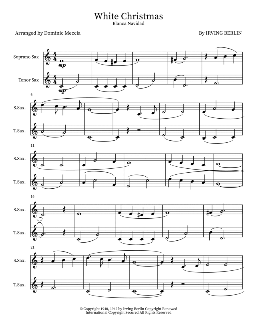 White Christmas Woodwind Duet scores gallery preview page 1