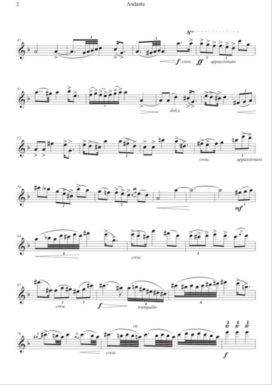 Andante, Edouard Lalo Symphonie Espagnole Flute Solo scores gallery preview page 2