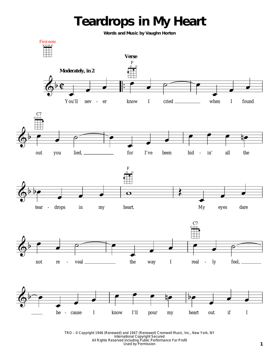 Teardrops In My Heart Teardrops In My Heart Ukulele scores gallery preview page 1