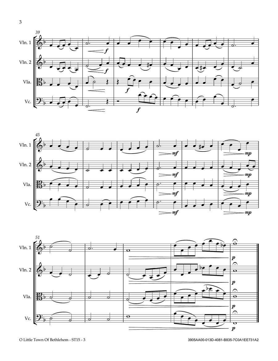 O Little Town Of Bethlehem String Quartet scores gallery preview page 4