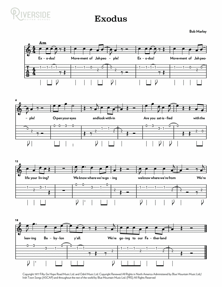 Exodus Exodus Guitar Tablature scores gallery preview page 1