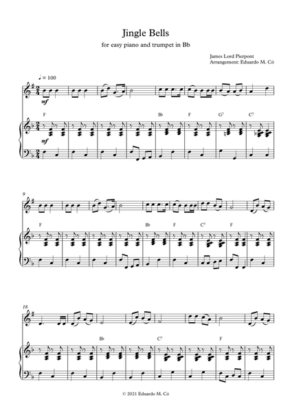 Jingle Bells - Easy Piano and Trumpet in Bb image number null