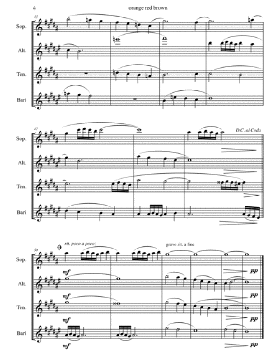 orange red brown Woodwind Quartet scores gallery preview page 4