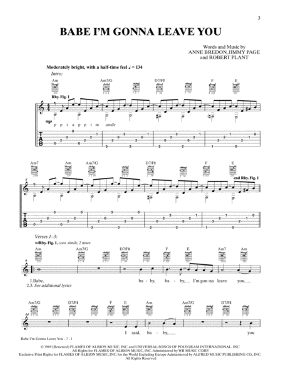 Ultimate Easy Guitar Play-Along -- Led Zeppelin Guitar Tablature scores gallery preview page 9