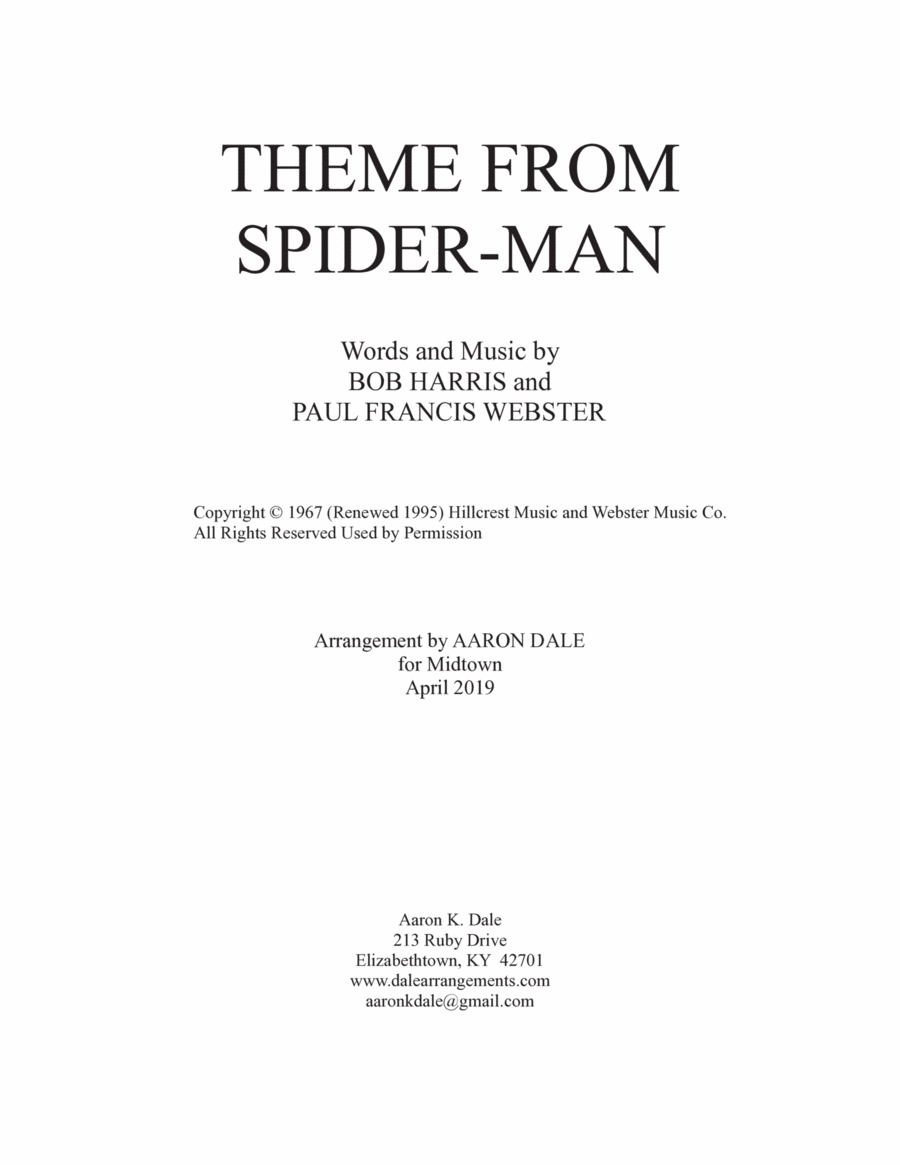 Theme From Spider Man TTBB scores gallery preview page 1
