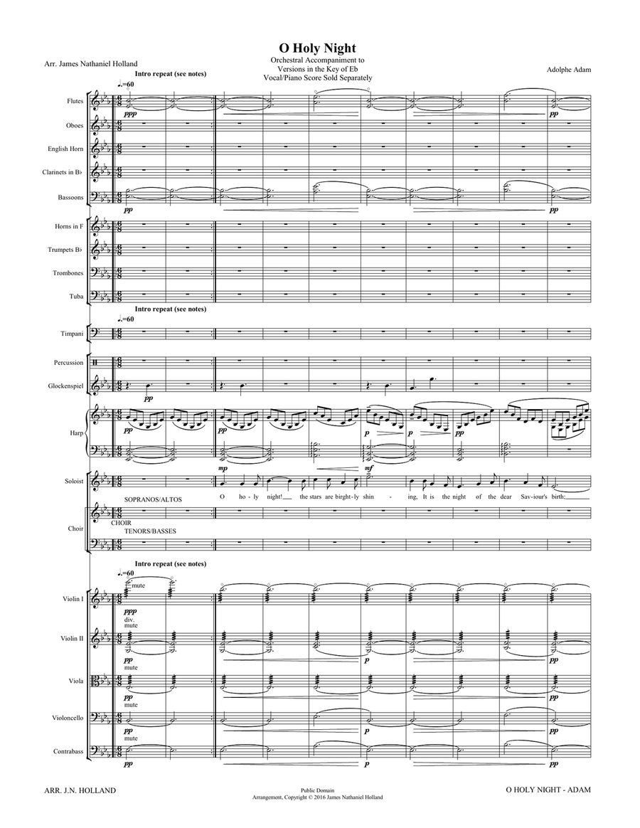 O Holy Night (Cantique de Noel) Adolphe Adam Orchestral Accompaniment in Eb Full Orchestra scores gallery preview page 5