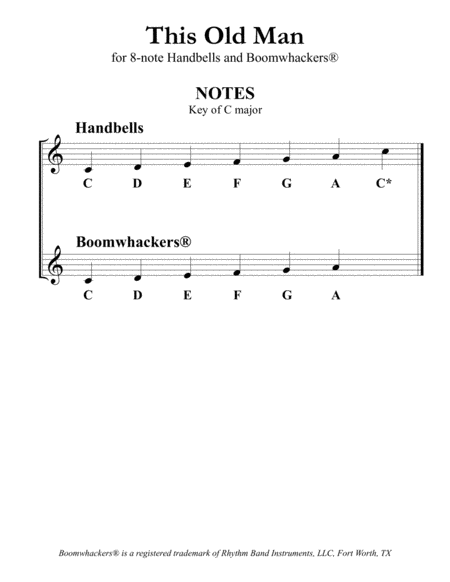“This Old Man” for 8-note Bells and Boomwhackers® (with Black and White Notes) image number null