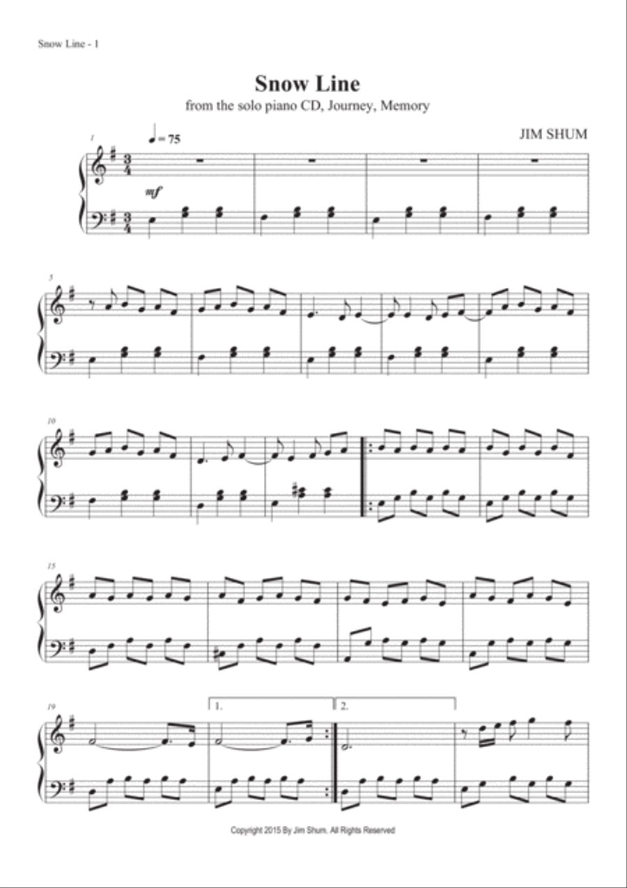 Snow Line Piano Solo scores gallery preview page 3