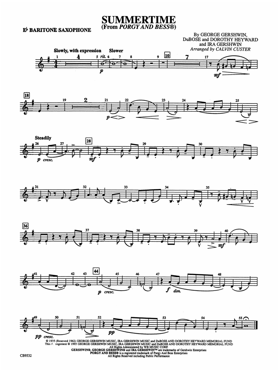 Summertime: E-flat Baritone Saxophone