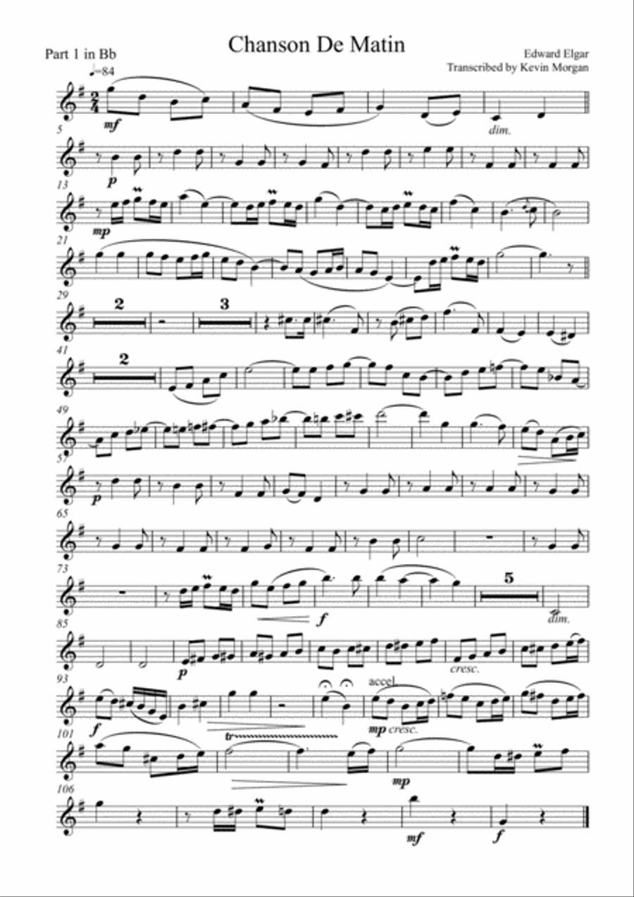 Chanson De Matin Woodwind Quartet scores gallery preview page 6