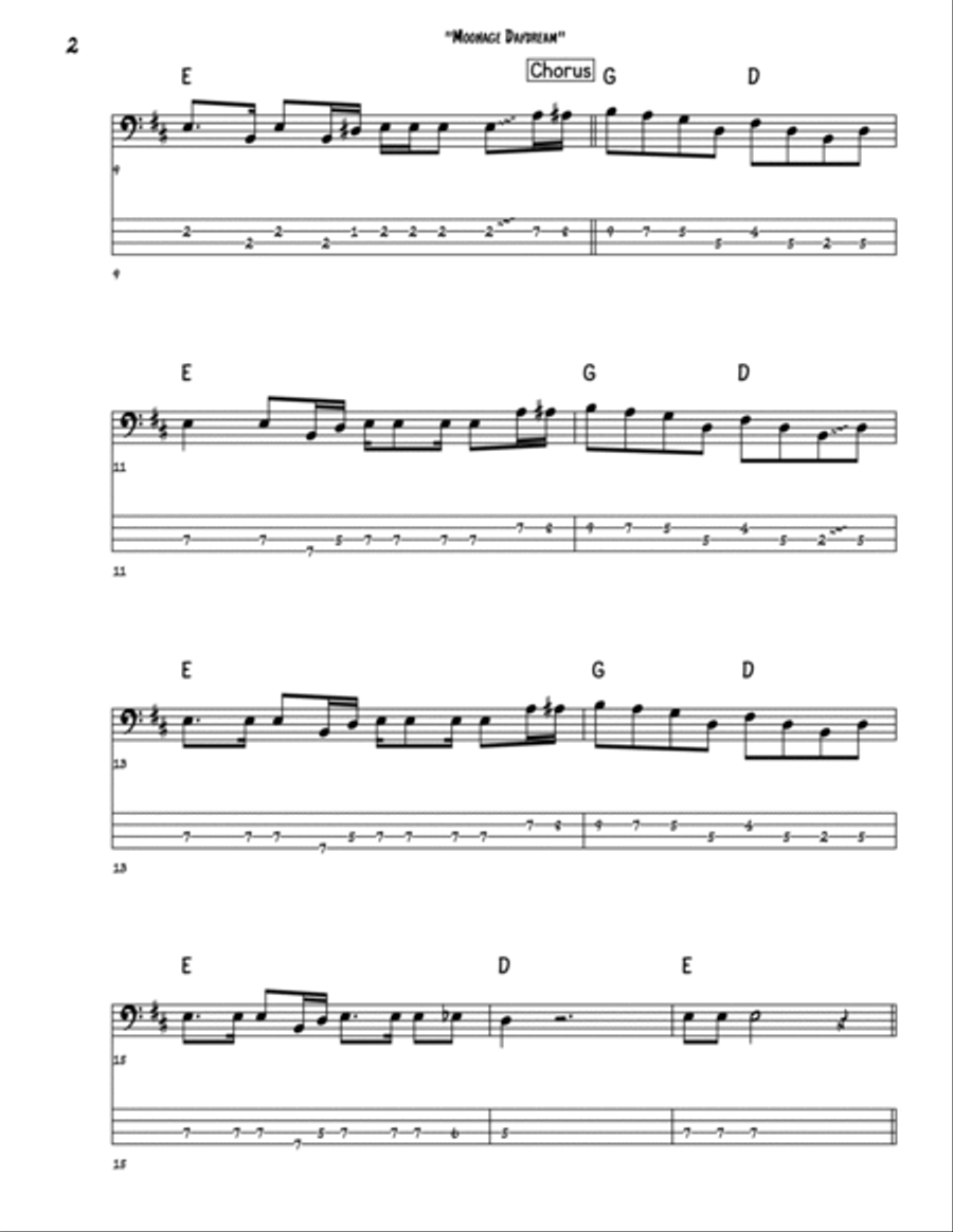Moonage Daydream Bass Guitar scores gallery preview page 2