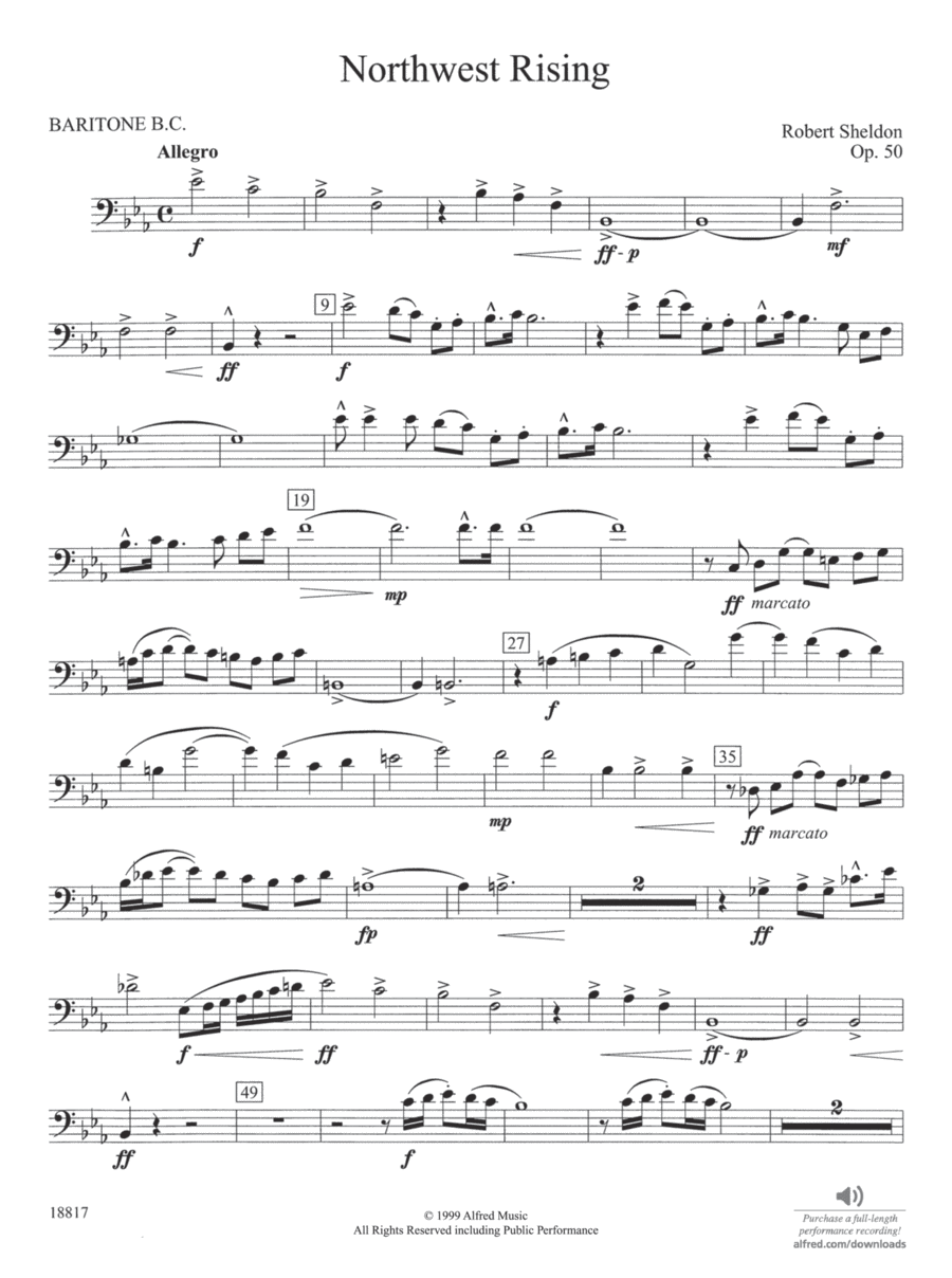 Northwest Rising: Baritone B.C. Concert Band scores gallery preview page 1