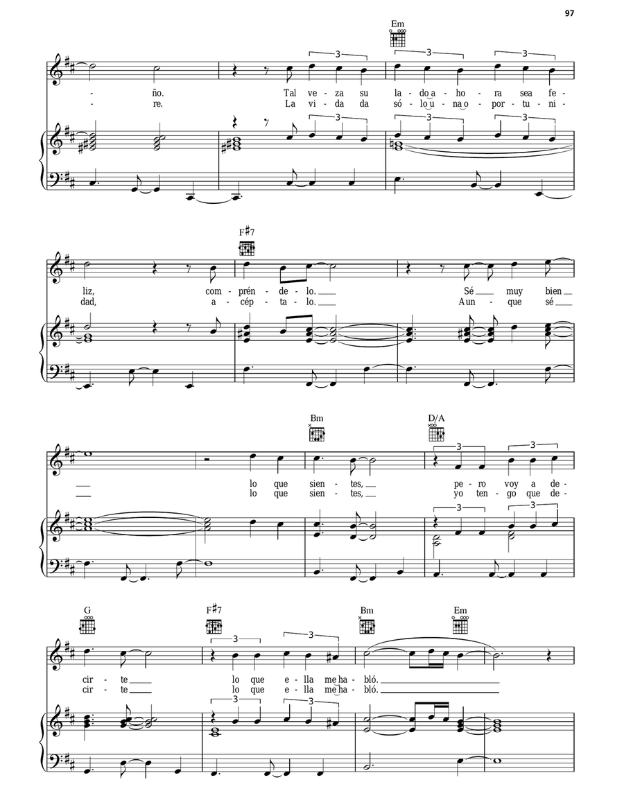 Por Ese Hombre Piano, Vocal, Guitar scores gallery preview page 4