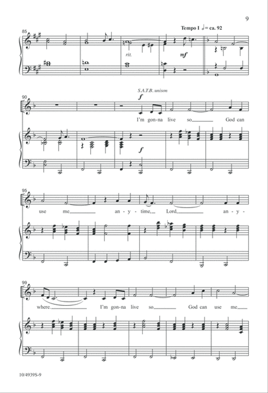 I'm Gonna Live So God Can Use Me 4-Part scores gallery preview page 9
