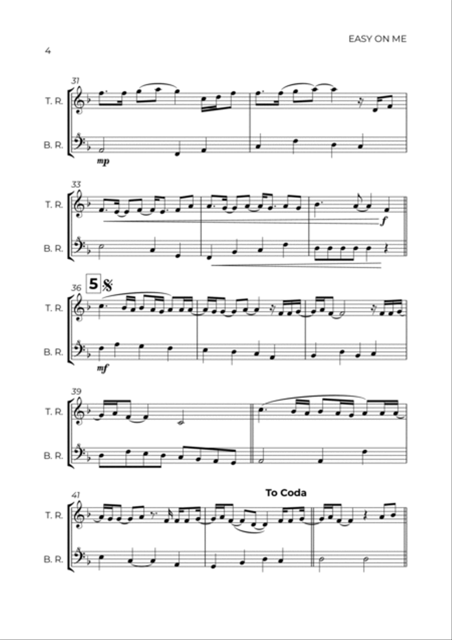 Easy On Me Woodwind Duet scores gallery preview page 4