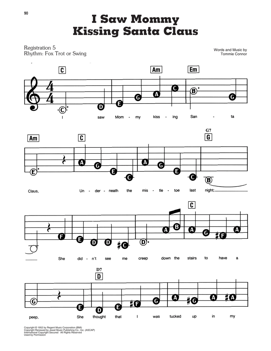 I Saw Mommy Kissing Santa Claus Electronic Keyboard scores gallery preview page 1