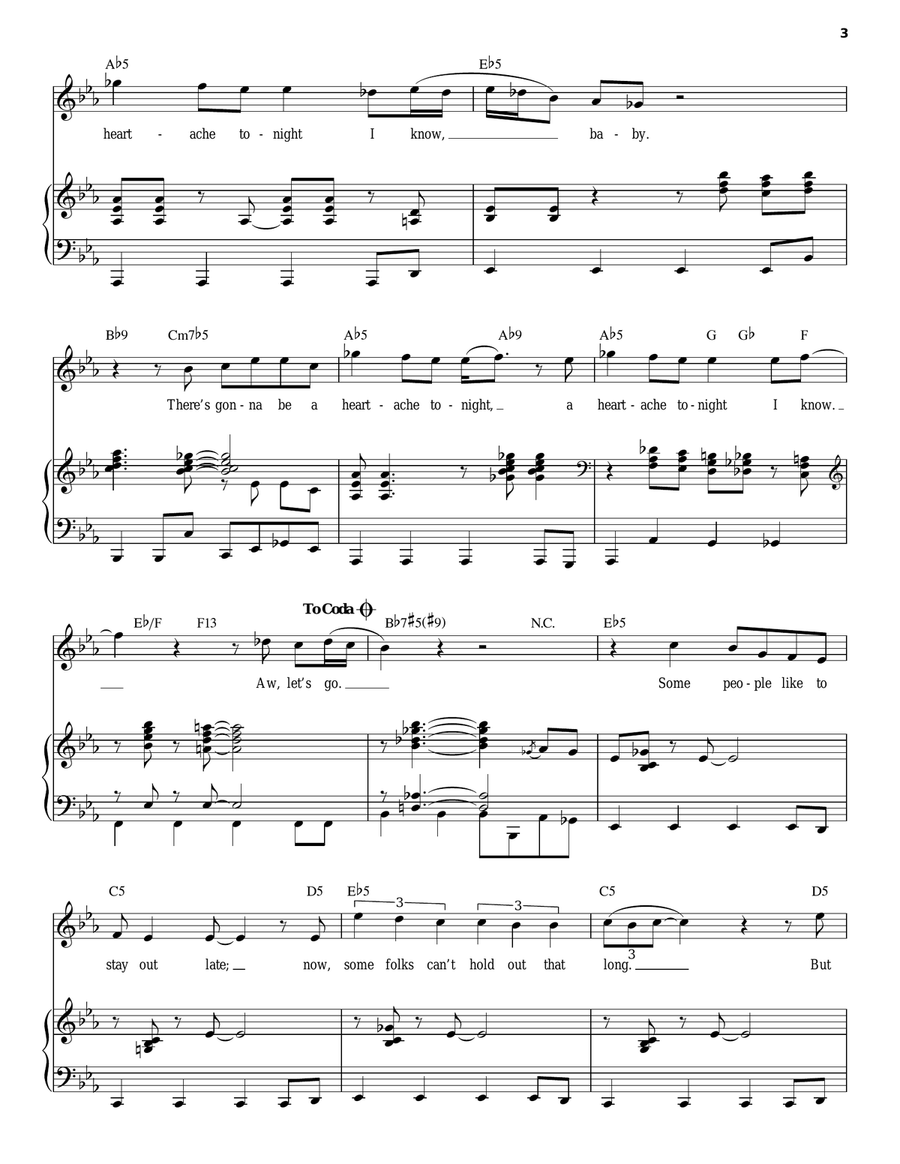 Heartache Tonight Piano, Vocal scores gallery preview page 3