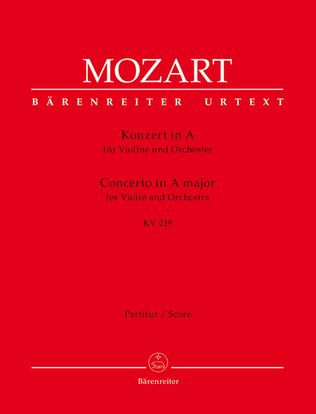 Book cover for Concerto for Violin and Orchestra, No. 5 A major, KV 219