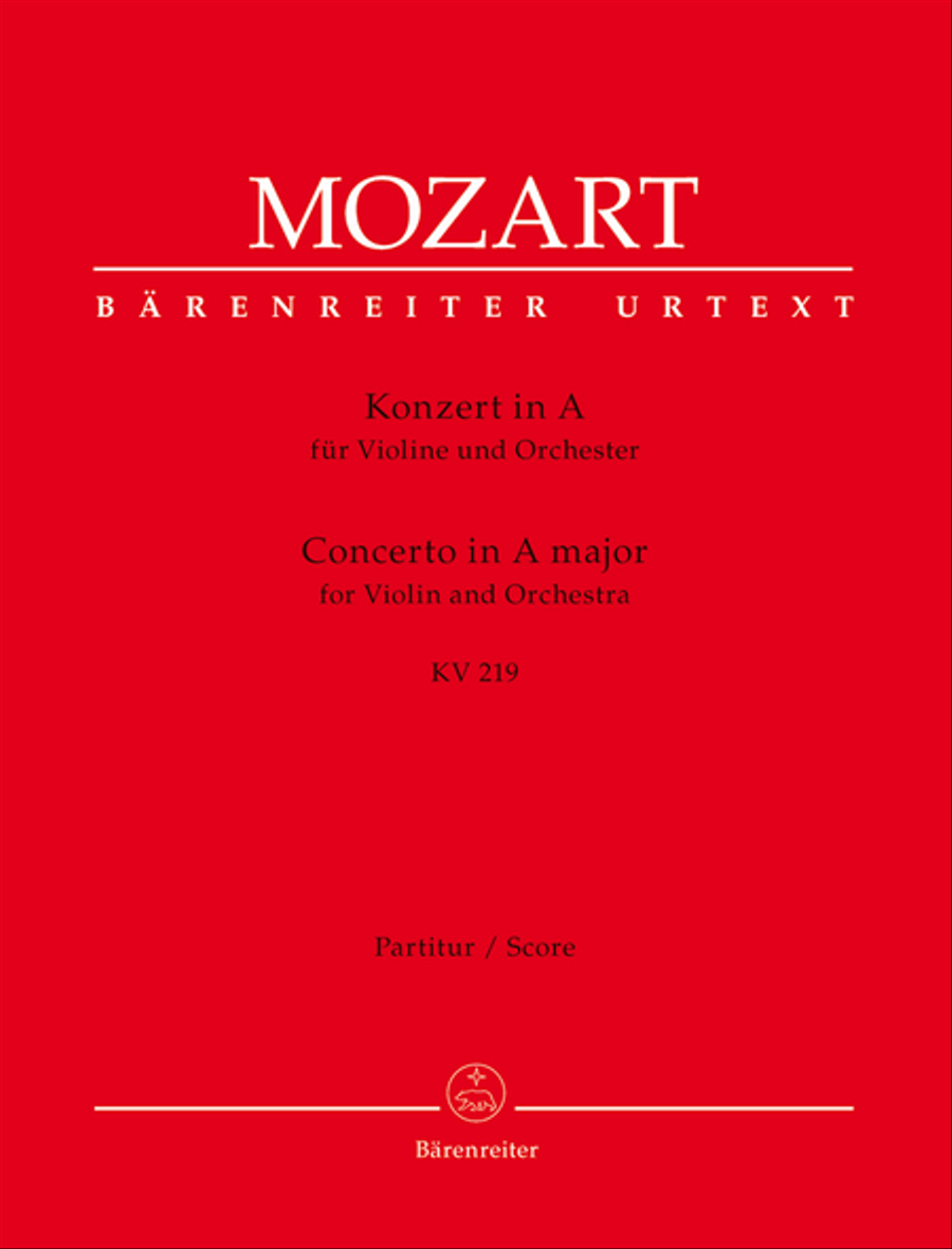 Book cover for Concerto for Violin and Orchestra, No. 5 A major, KV 219