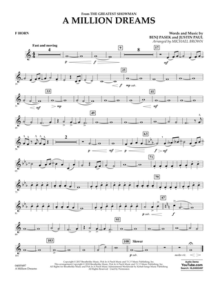 Book cover for A Million Dreams (from The Greatest Showman) (arr. Michael Brown) - F Horn