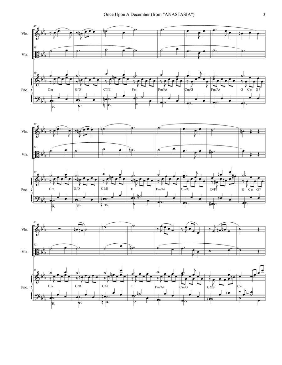 Once Upon A December from the Twentieth Century Fox Motion Picture ANASTASIA String Duet scores gallery preview page 3
