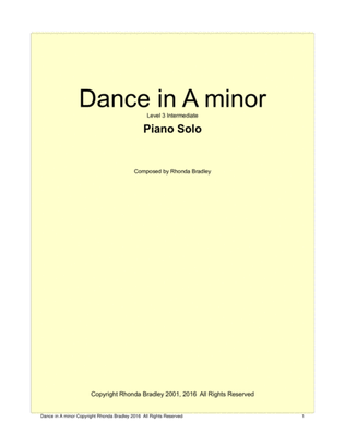 Dance in A minor Intermediate Piano Solo