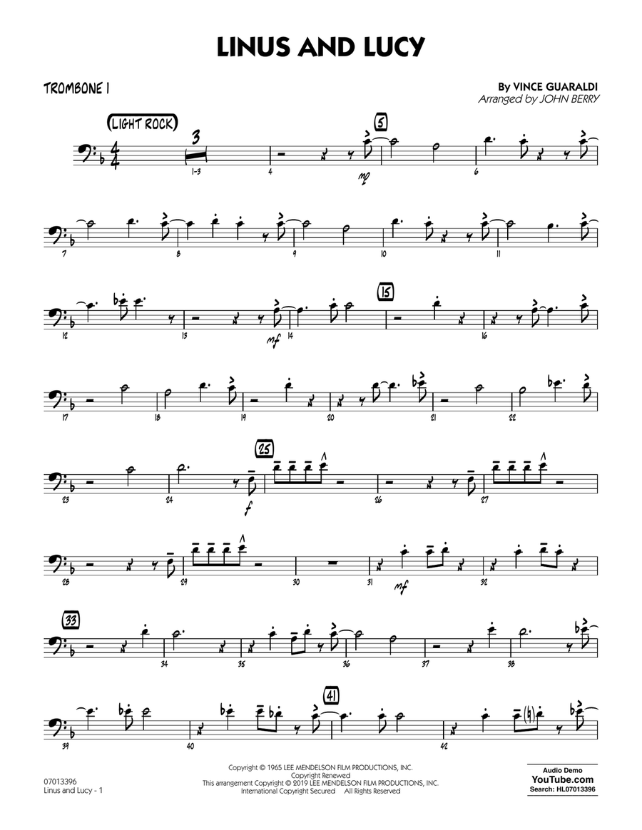 Linus and Lucy (arr. John Berry) - Trombone 1