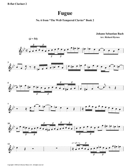 Fugue 06 from Well-Tempered Clavier, Book 2 (Clarinet Quintet) image number null