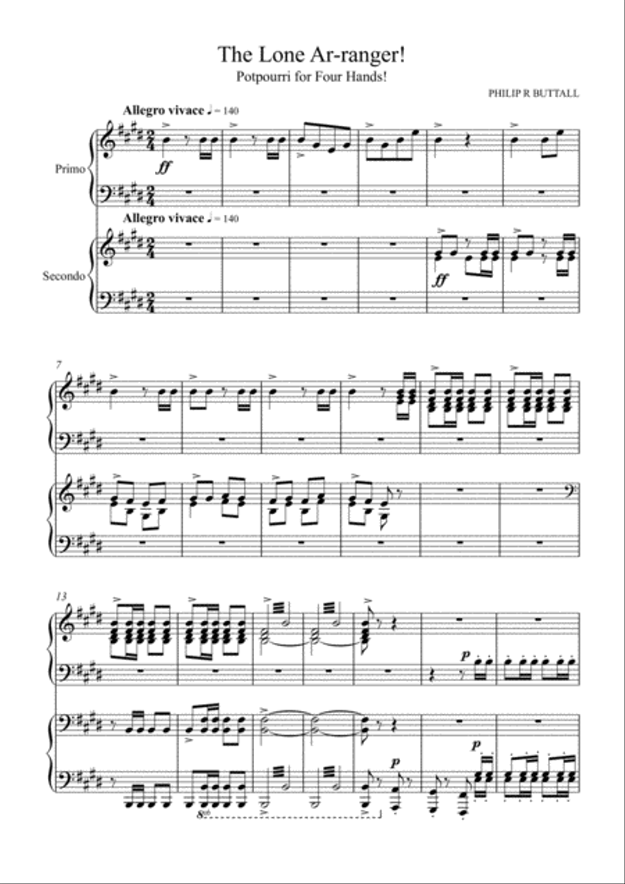 The Lone Ar-ranger! (Piano Duet - Four Hands) Piano Duet scores gallery preview page 2