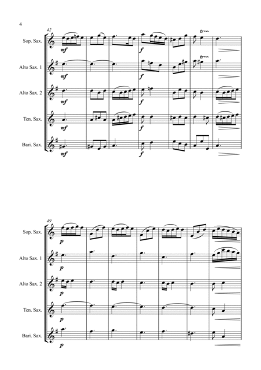 Trio Sonata Op. 2 No. 8 4th Movement - for Saxophone Quintet Trio Sonata Op. 2 No. 8 4th Movement - for Saxophone Quintet Saxophone Quintet scores gallery preview page 4