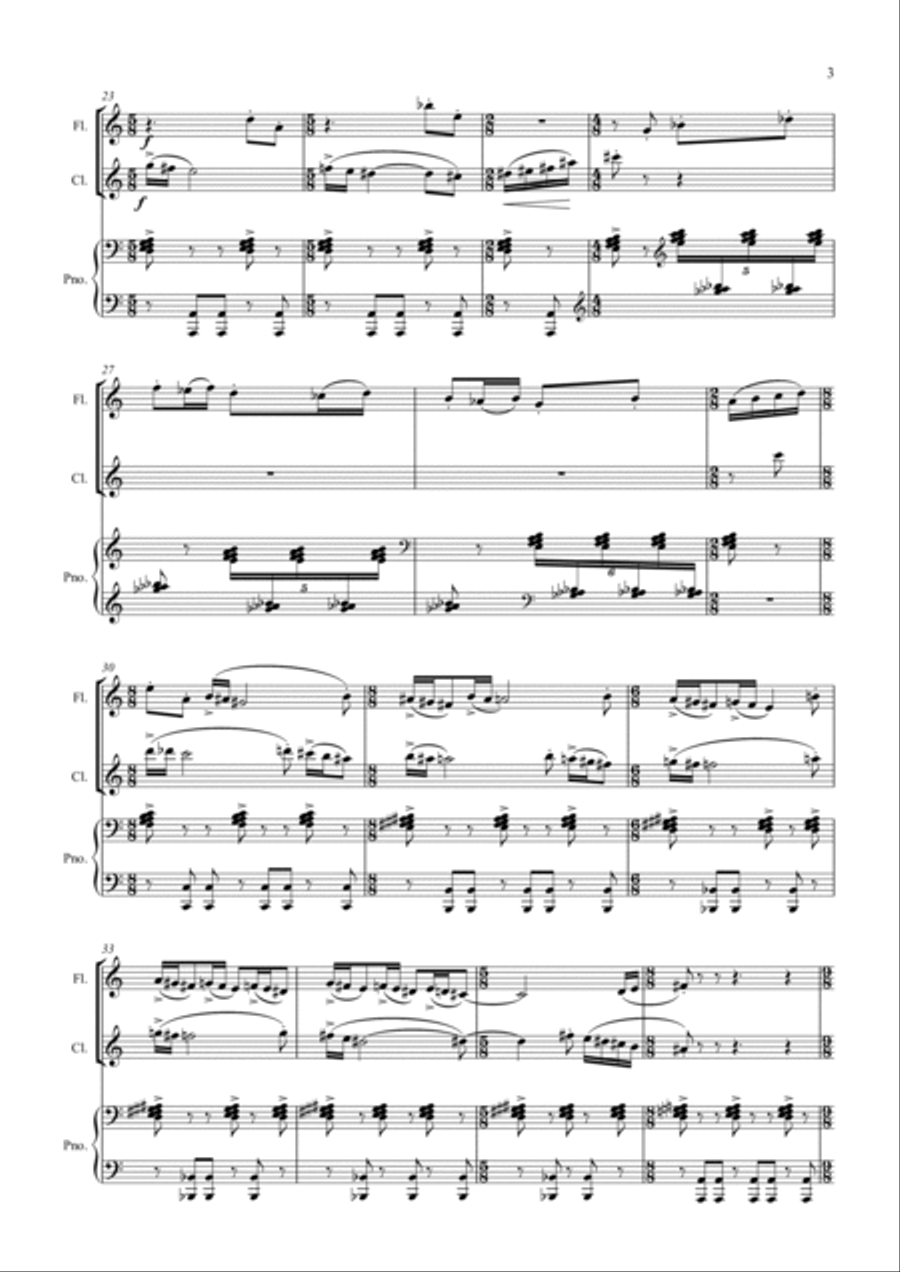 HETEROCICLOS. Versión para flauta, clarinete y piano. Woodwind Duet scores gallery preview page 3