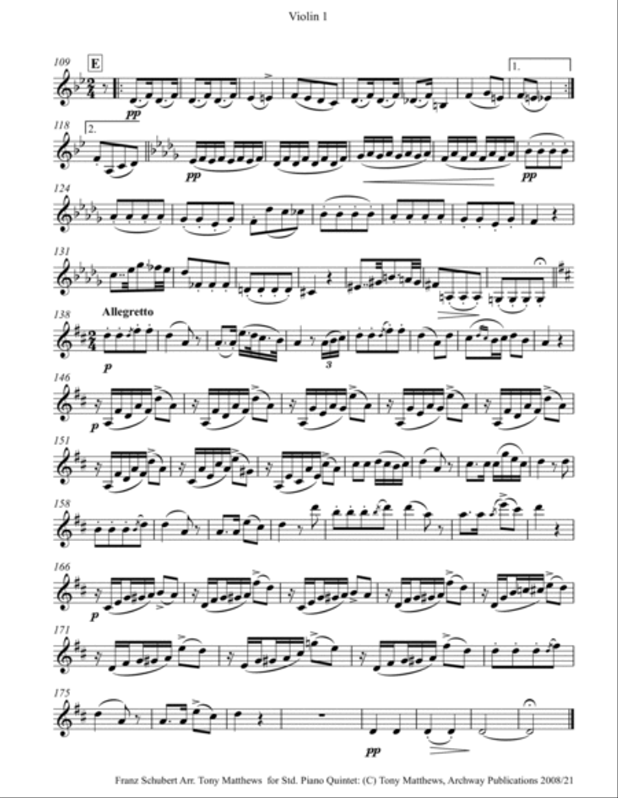 Franz Schubert - Trout Quintet (Set of Parts) Piano Quintet scores gallery preview page 6