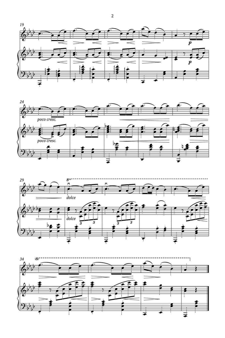 J. Brahms - Waltz No. 15 in A-flat Major - Intermediate Violin Solo scores gallery preview page 3