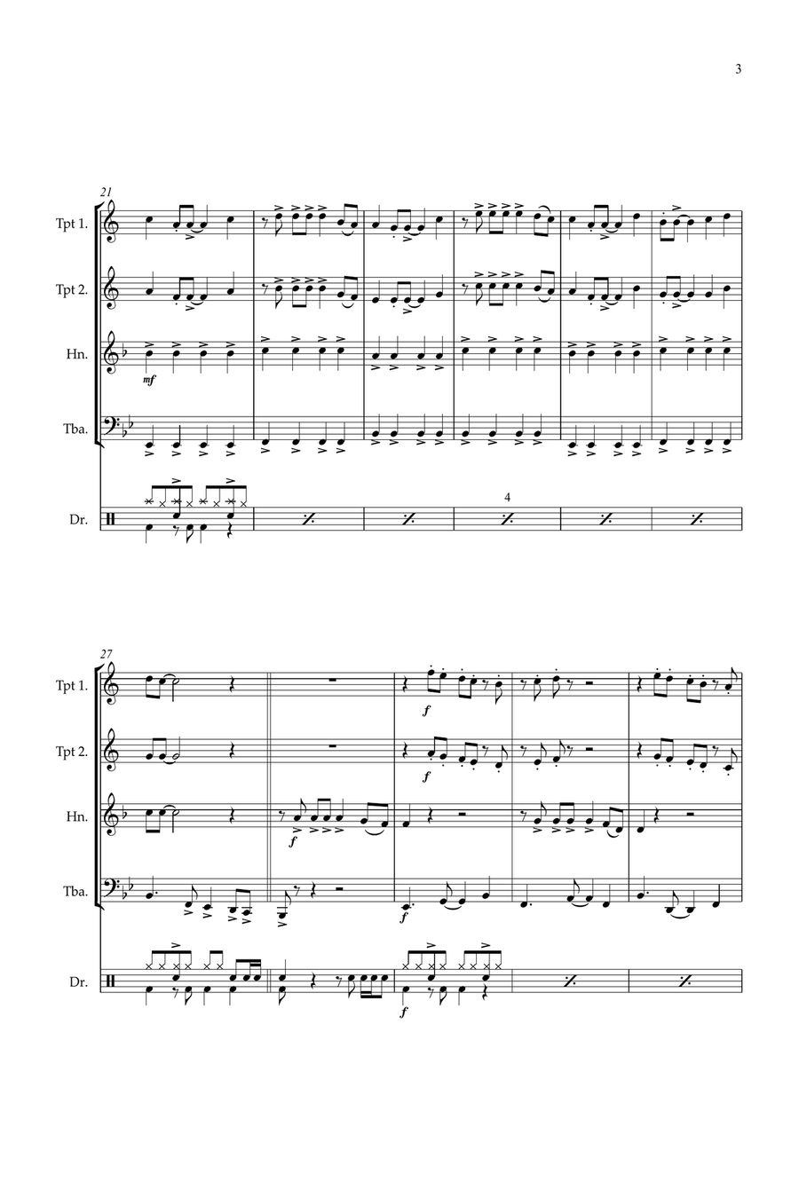 Feliz Navidad Brass Quartet scores gallery preview page 3