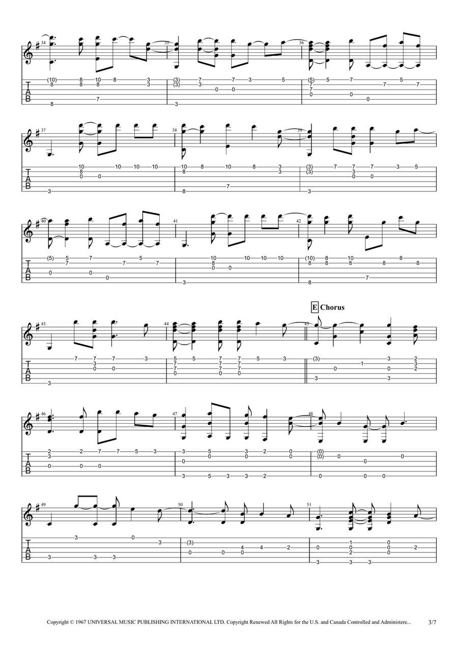 Brown Eyed Girl Guitar Tablature scores gallery preview page 3
