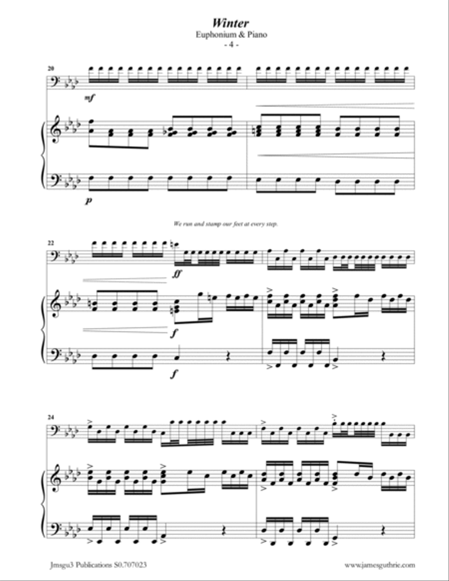 Vivaldi: Winter from the Four Seasons for Euphonium & Piano Euphonium scores gallery preview page 4