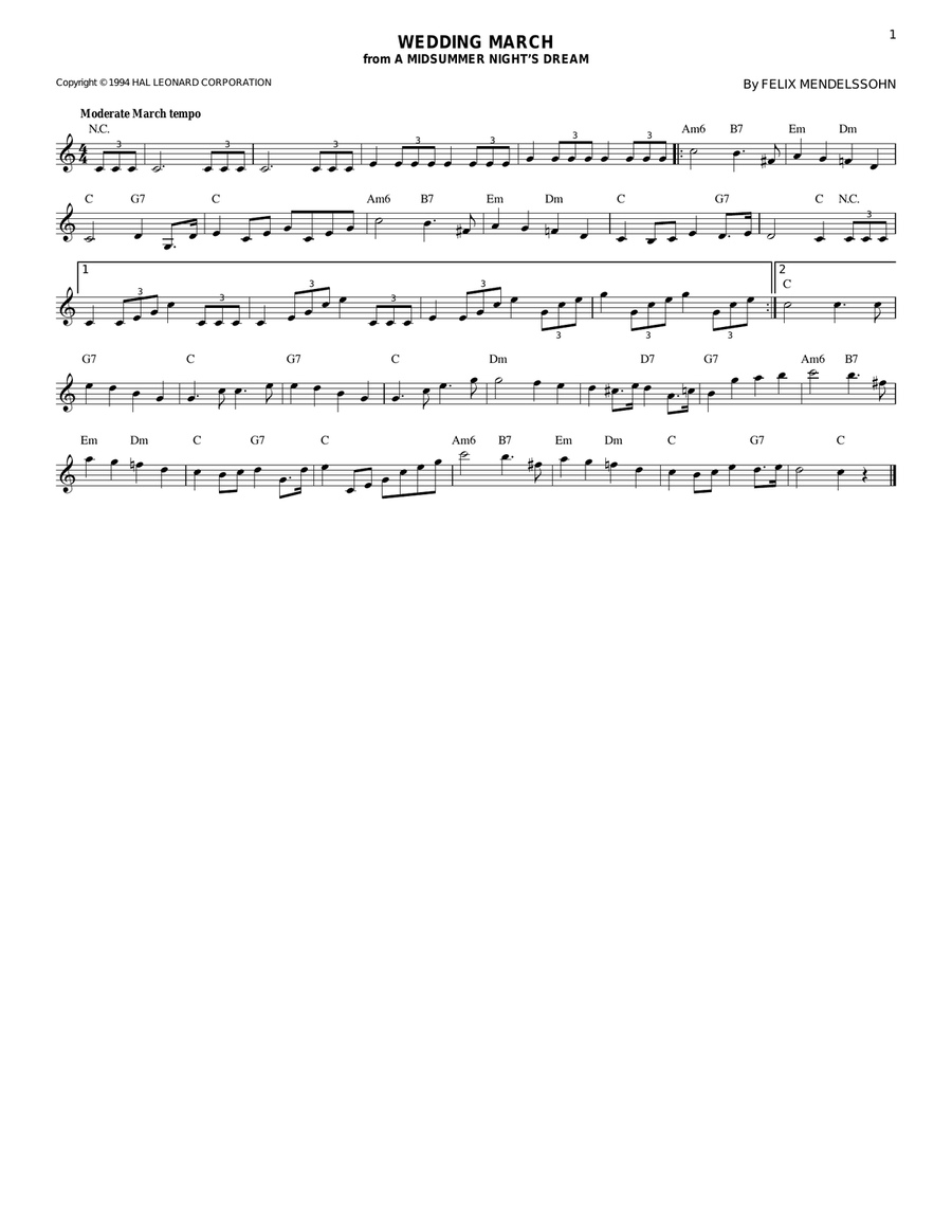 Wedding March Wedding March Acoustic Guitar scores gallery preview page 1